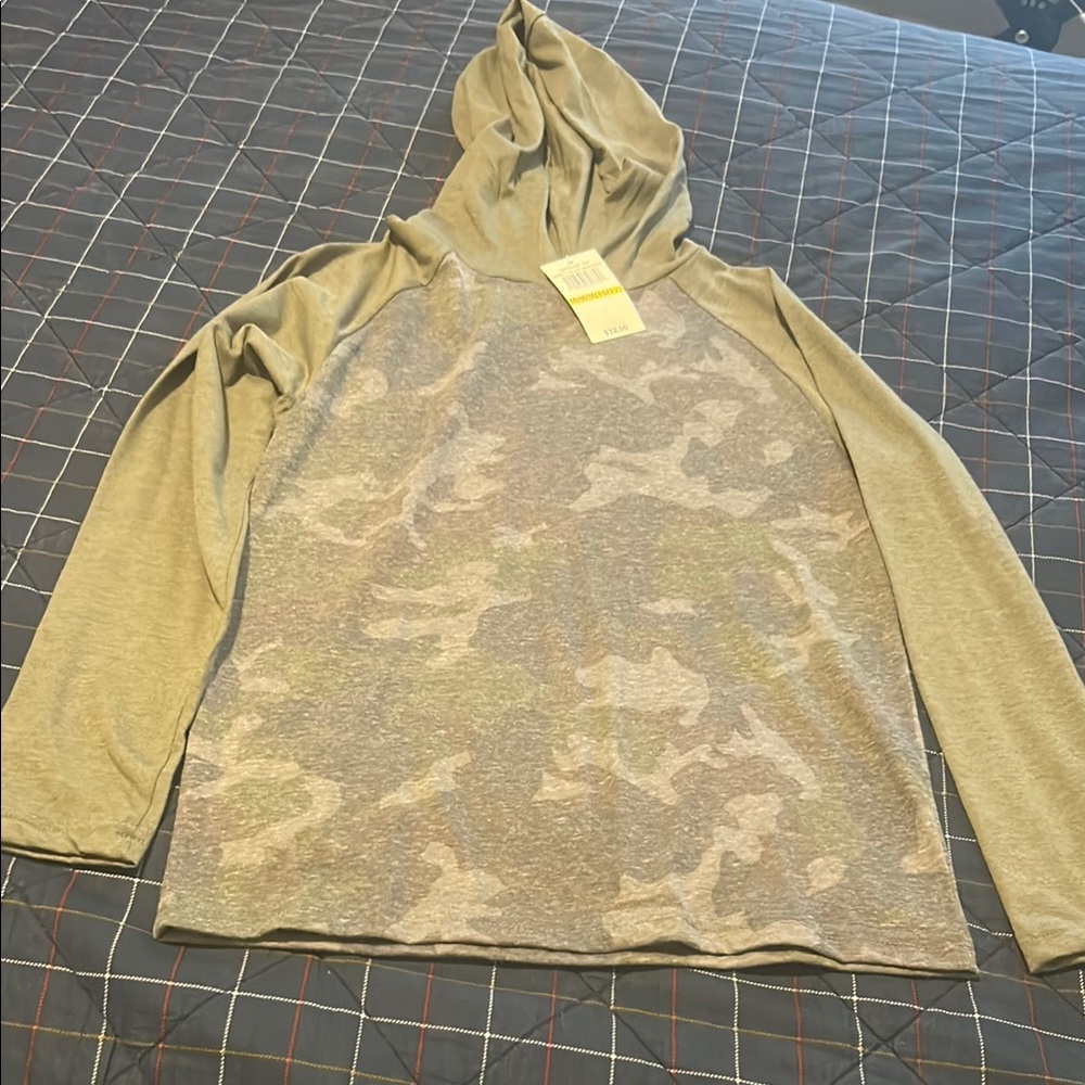 Lucky Brand Kids Camo Hoodie - Green and Gray